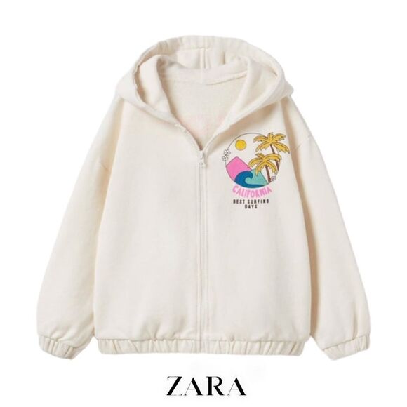 ZARA Kids | Ecru | CALIFORNIA LONG COAST PRINT JACKET - Picture 2 of 6